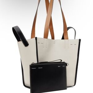 Proenza Schouler White Label Large Mercer Tote White Ivory Black Tan Designer